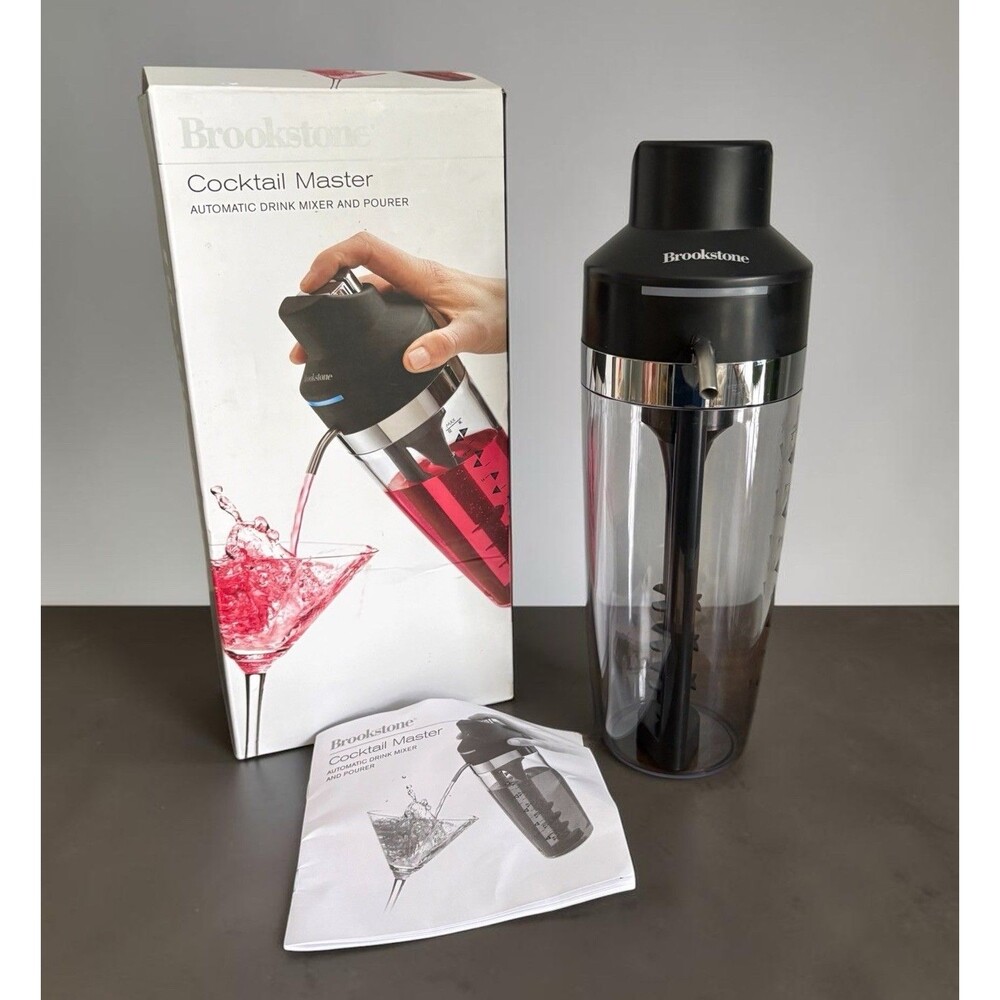 Brookstone Cocktail Master Automatic Drink Mixer and Pourer Holds 21 oz Battery